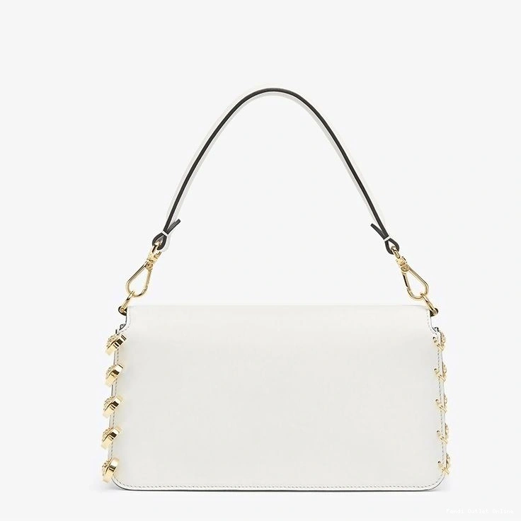 Affordable Fendi In with Leather Medium Baguette Fendace White Brooches Bag Pin Calf 0818